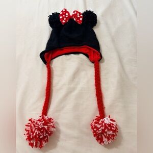 Disney Parks Minnie Mouse Beanie Laplander Hat With Pom Poms New Adult